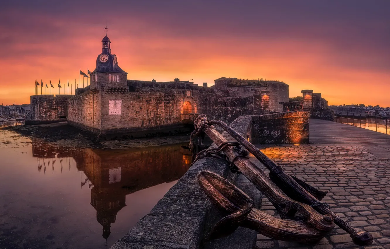 Photo wallpaper night, Concarneau, French Brittany