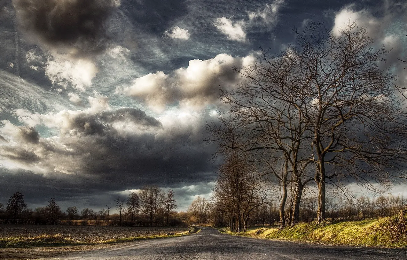Photo wallpaper road, the sky, landscape