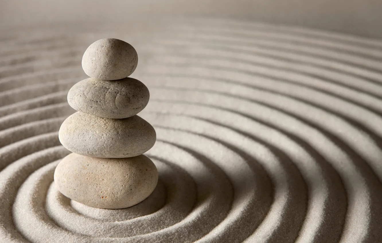 Photo wallpaper sand, stones, stone, sand, zen