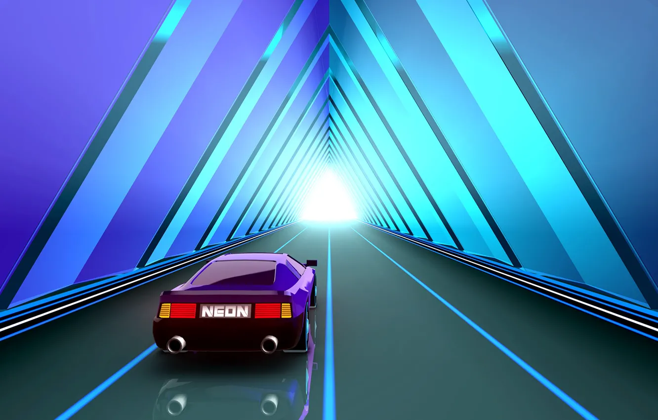 Photo wallpaper Music, The game, Neon, The tunnel, Machine, Background, The tunnel, Neon