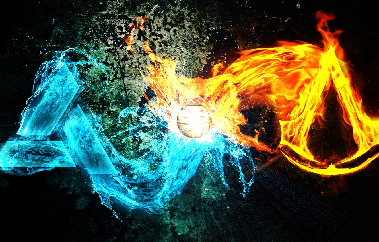 Photo wallpaper water, lights, sign, symbol, Templar, assassin