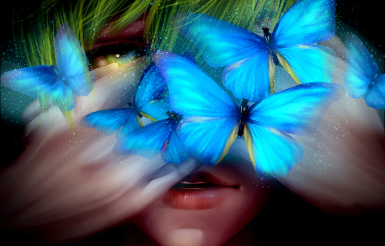 Photo wallpaper freedom, butterfly, art, male, free, crow.w.w, Tachibana Makoto, Tachibana Makoto