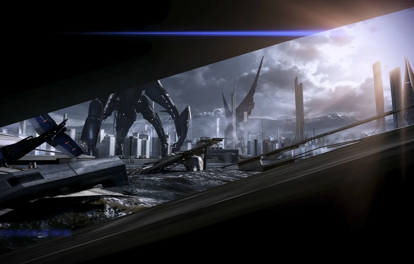 Photo wallpaper Earth, art, mass effect 3, fan, Reaper