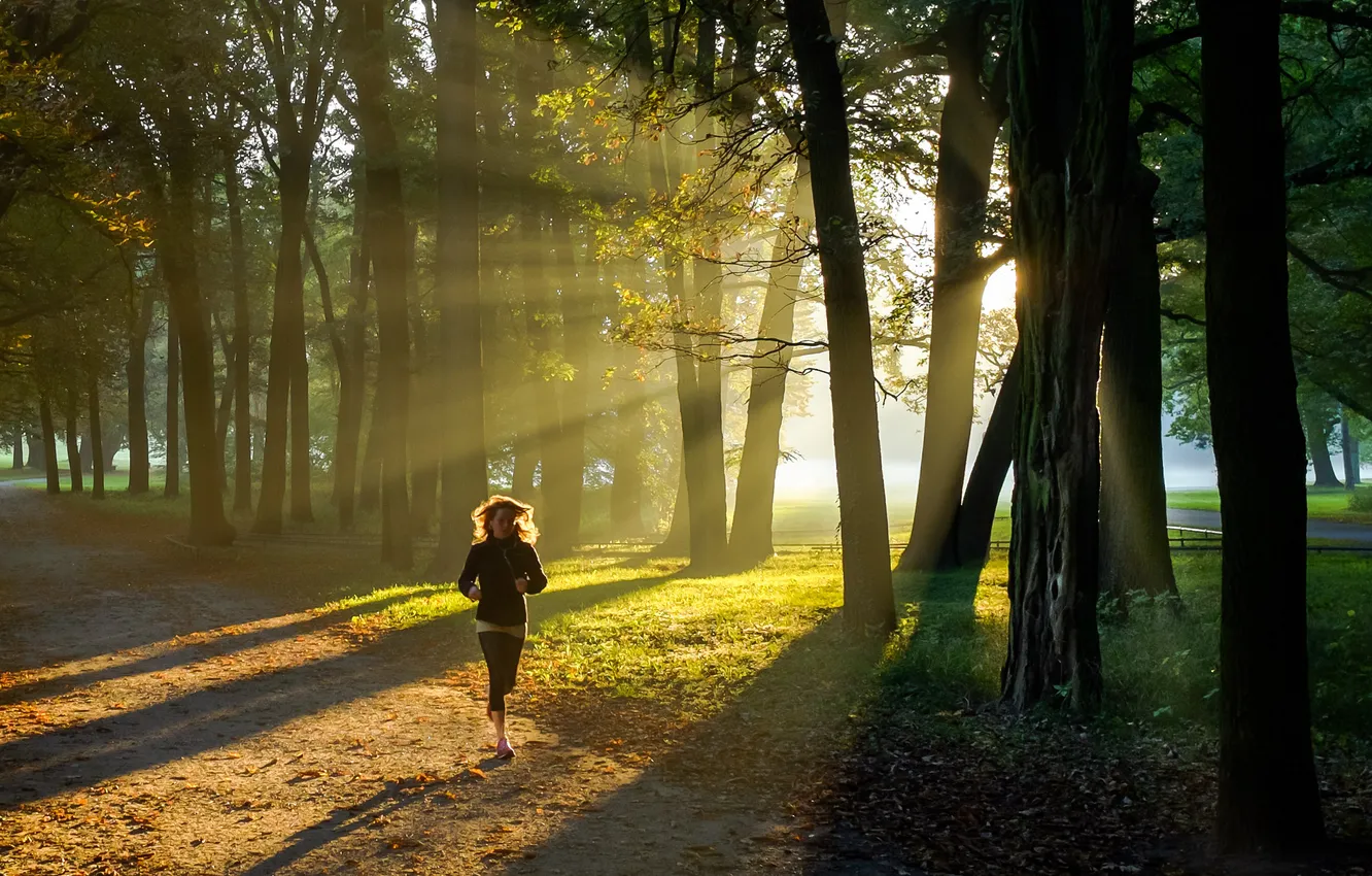 Photo wallpaper the city, Park, morning, run