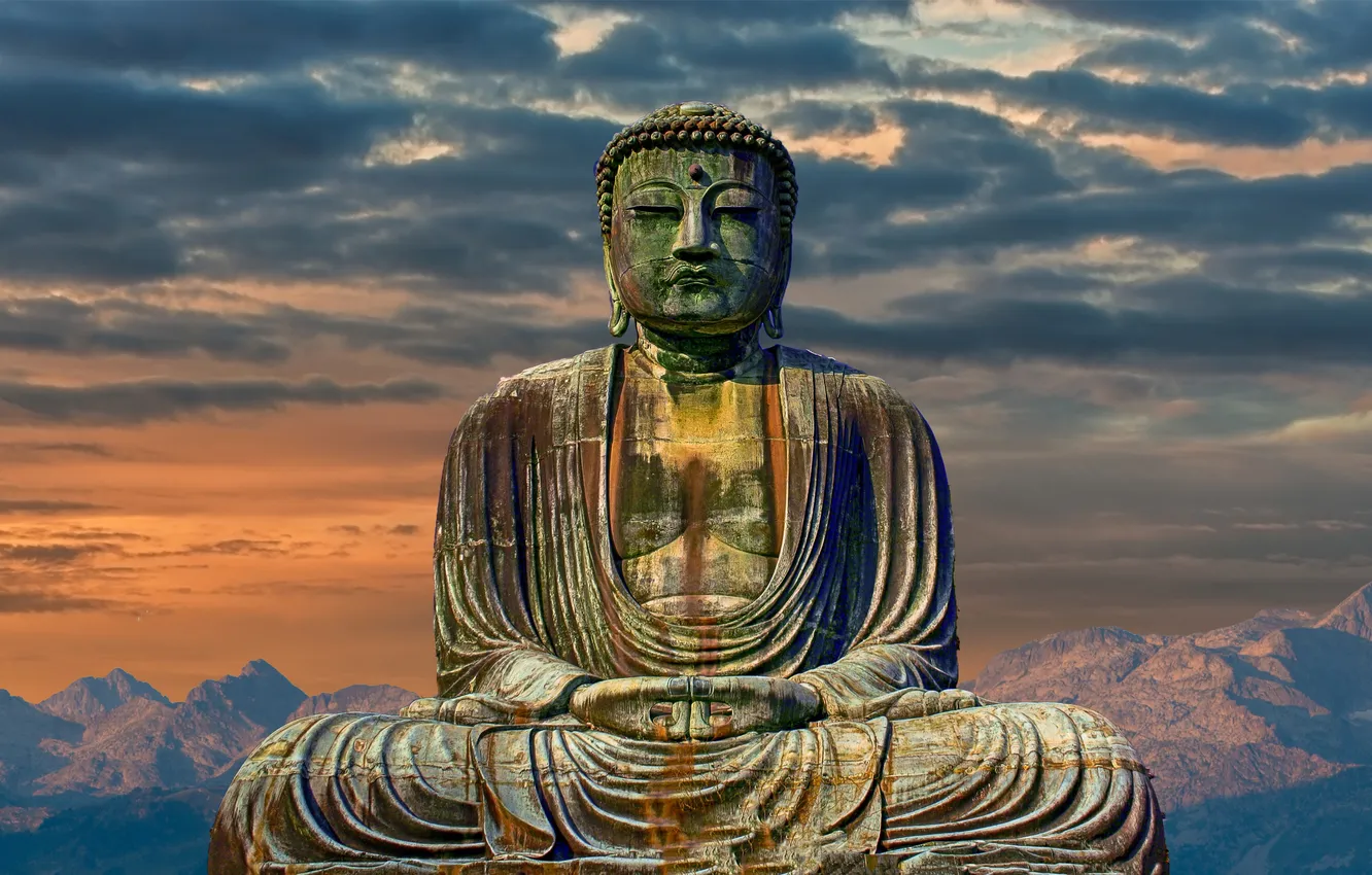 Photo wallpaper eyes, close, color, face, decoration, god, buddha, buddhism