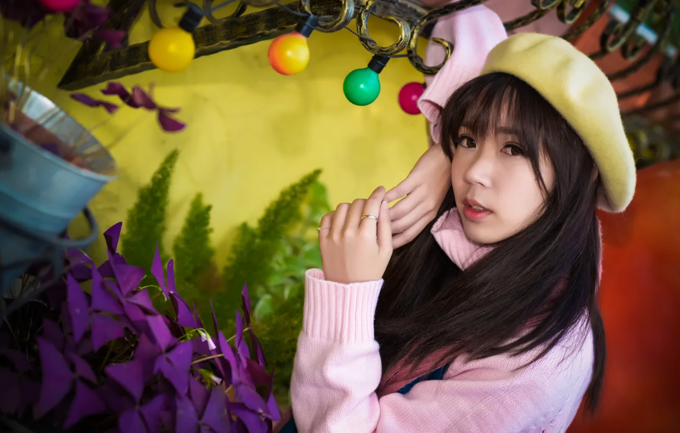 Photo wallpaper look, girl, hair, cutie, takes