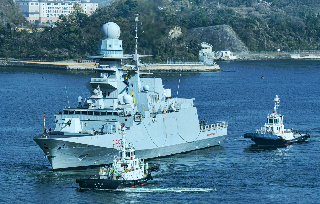 Photo wallpaper Japan, frigate, The Italian Navy, Visit, F 597, ITS Antonio Marceglia