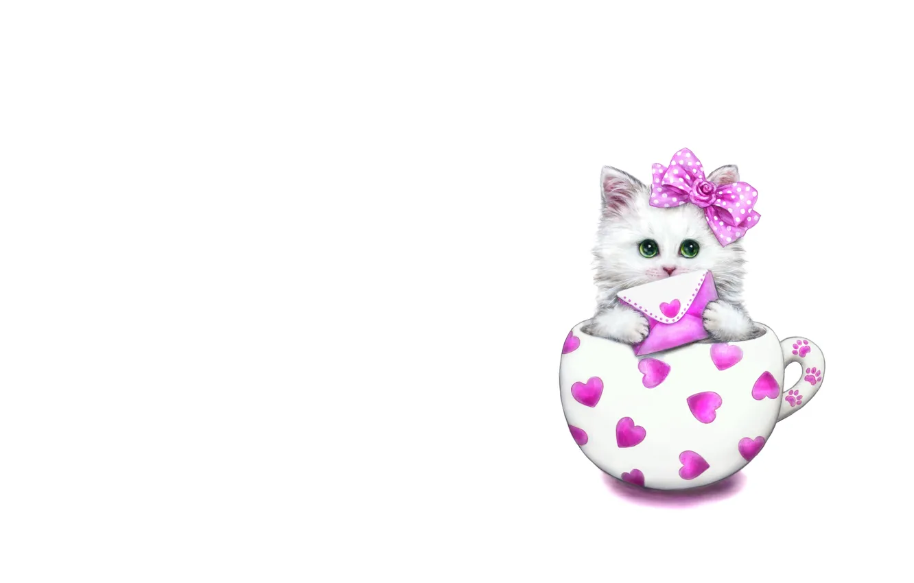 Photo wallpaper letter, art, mug, kitty, children's, Caemi Hara