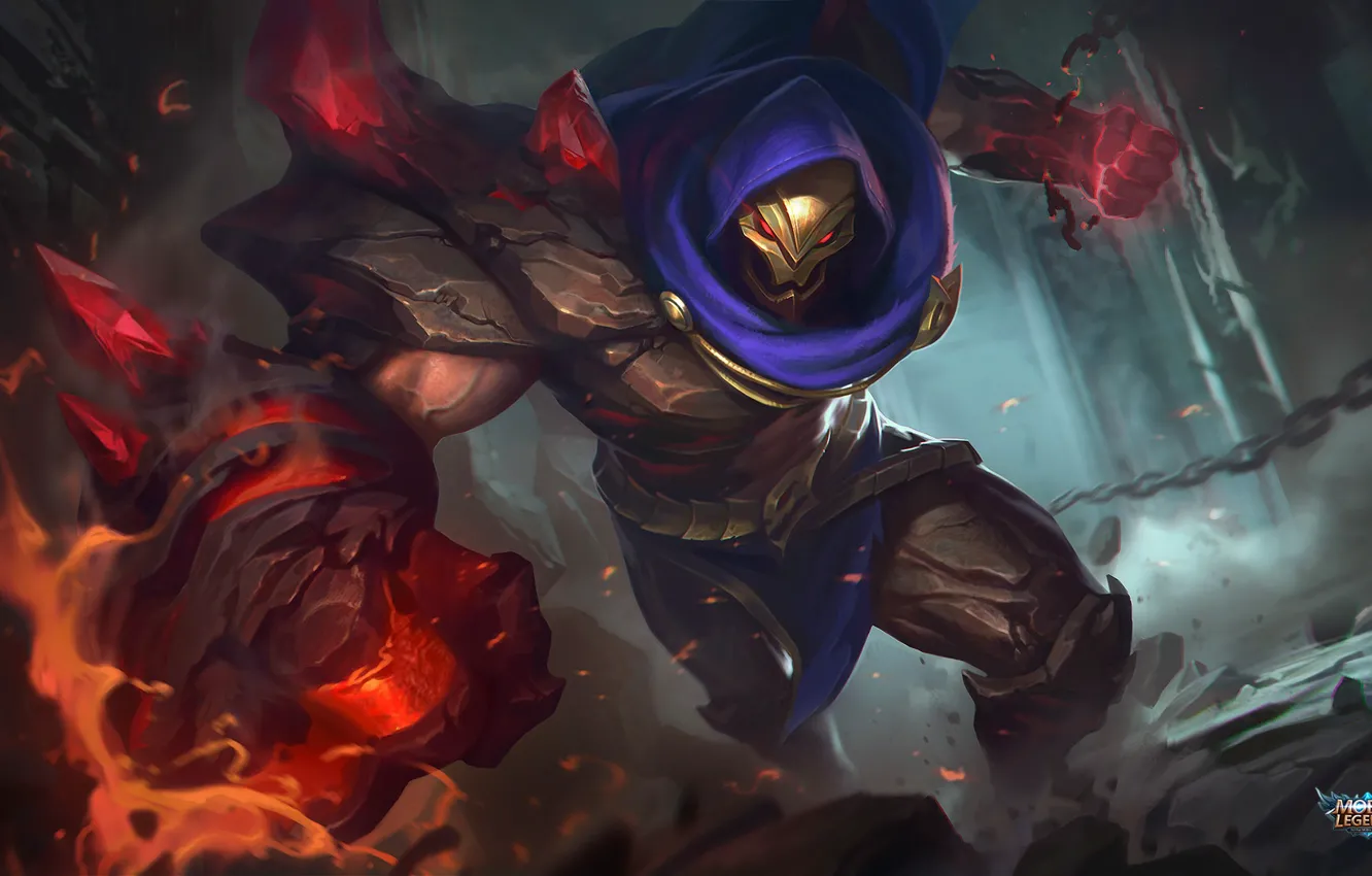 Photo wallpaper skull, mask, chain, blow, cyborg, Mobile Legends Bang Bang