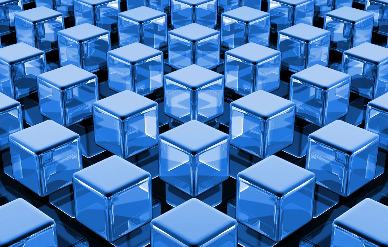 Photo wallpaper cubes, texture, blue