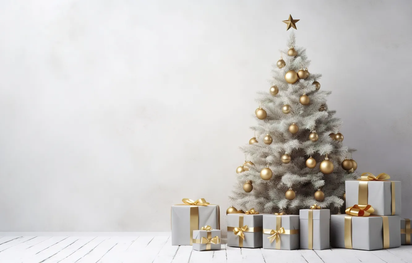 Photo wallpaper decoration, gift, balls, tree, new year, Christmas, Christmas, balls