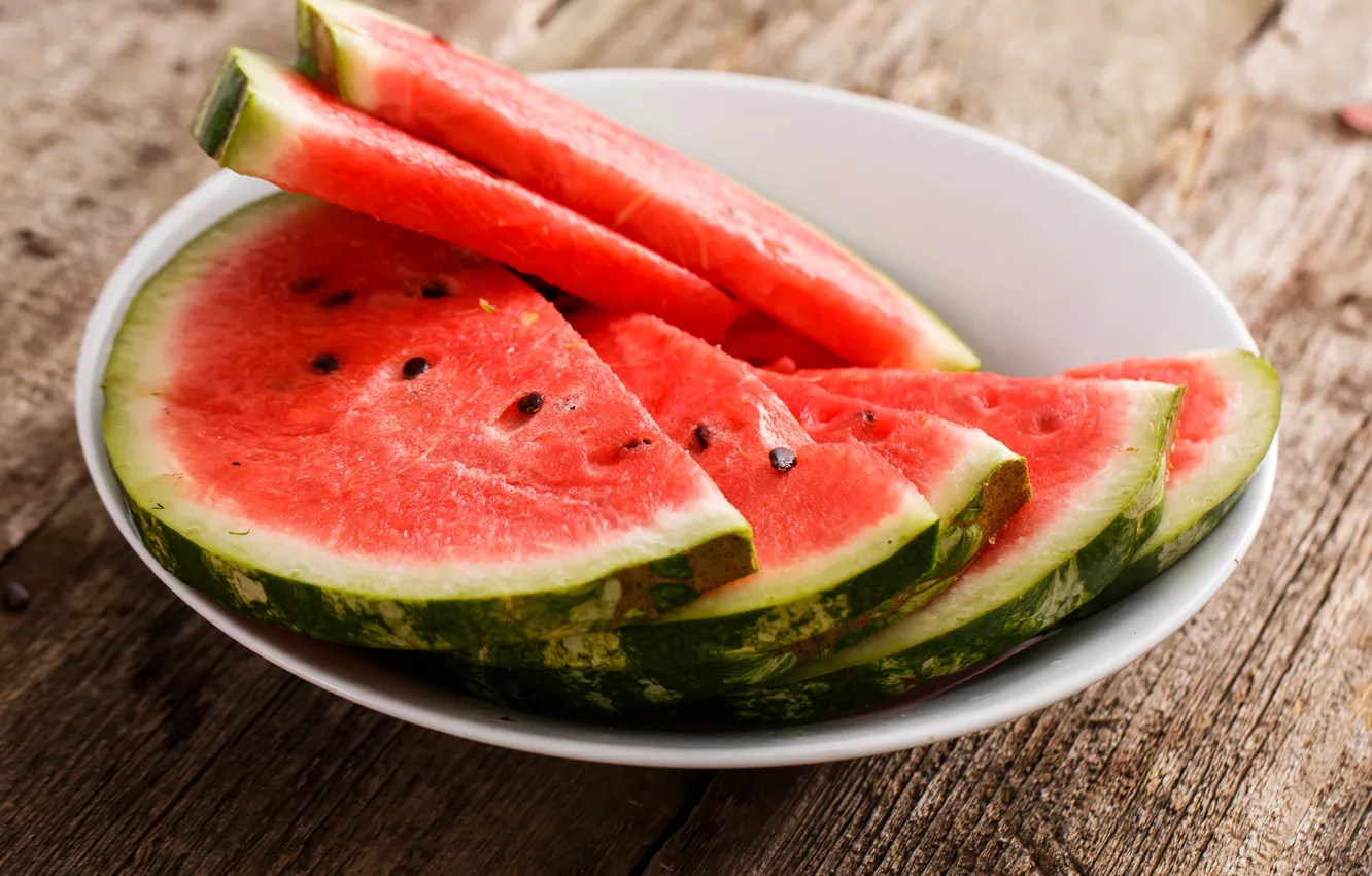 Photo wallpaper watermelon, bowl, seeds, slices