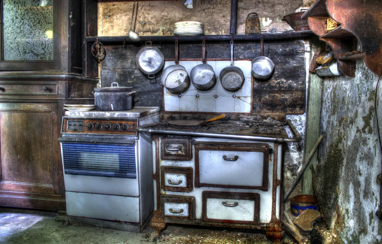 Photo wallpaper background, kitchen, dishes