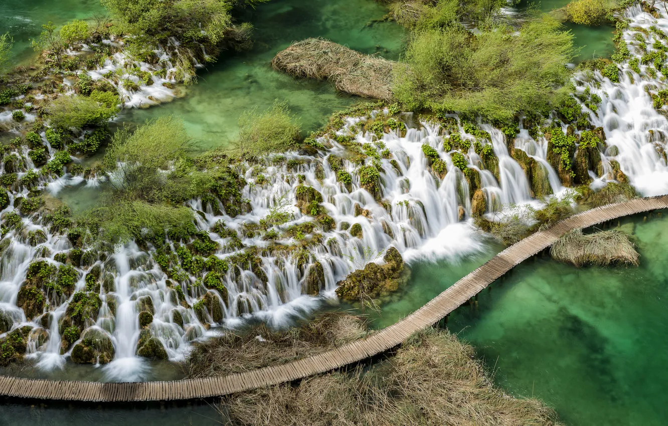 Photo wallpaper nature, cascade, Croatia, Plitvice lakes, vodopad