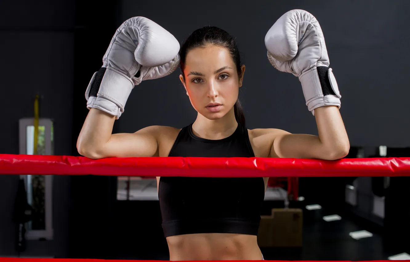 Photo wallpaper girl, Boxer, posing, gym