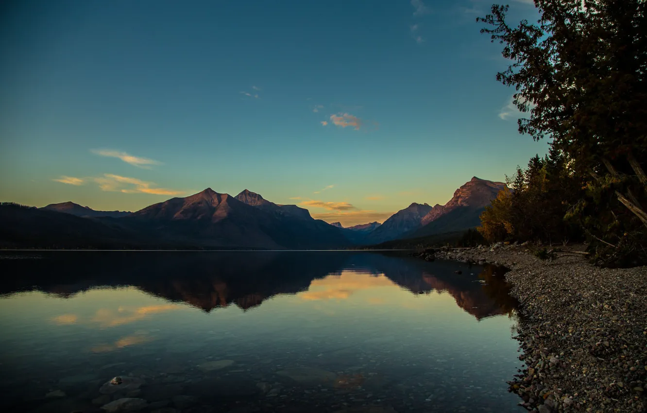 Photo wallpaper the sky, mountains, lake, reflection