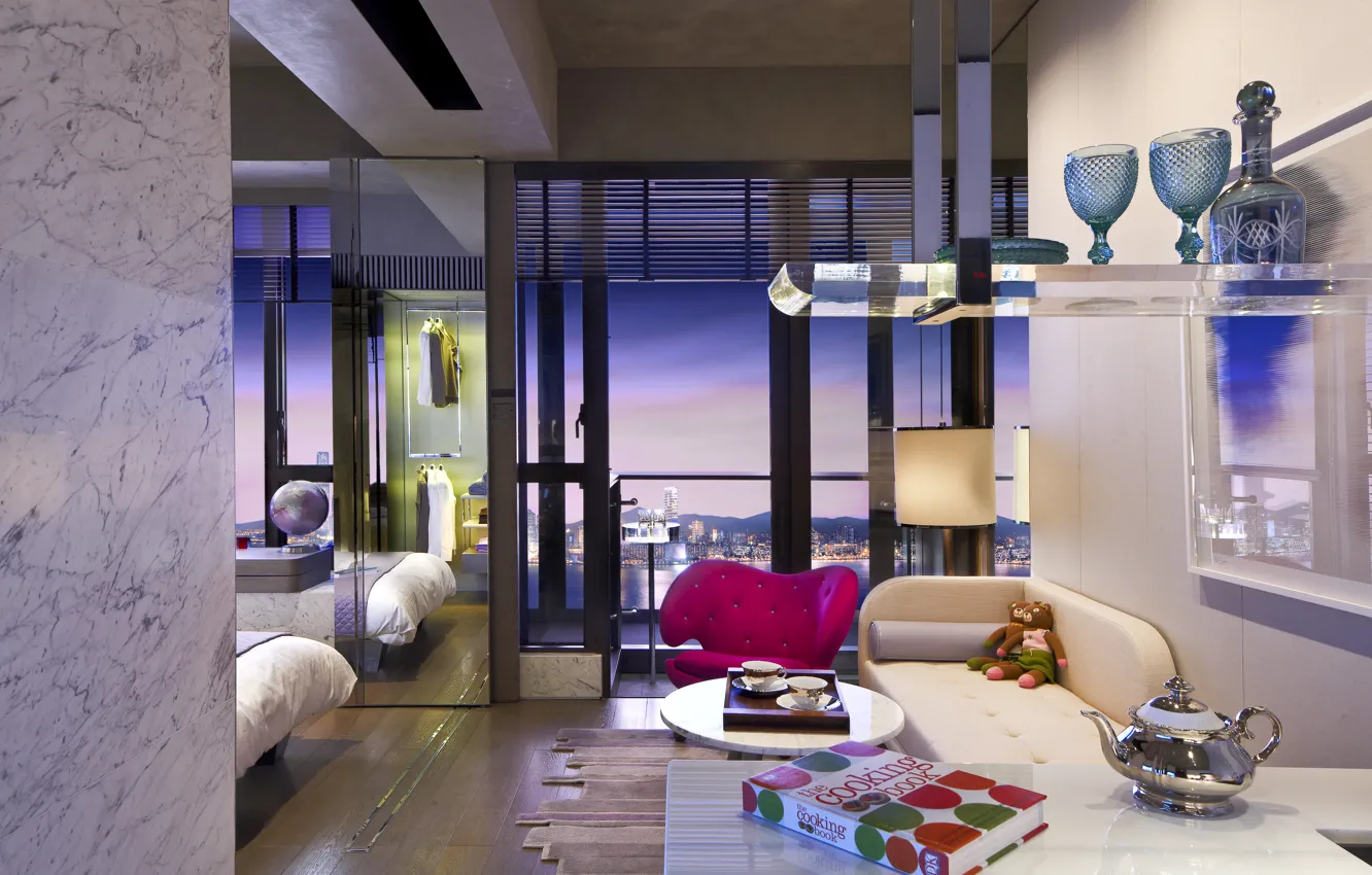 Photo wallpaper design, style, interior, apartment, megapolis, living room