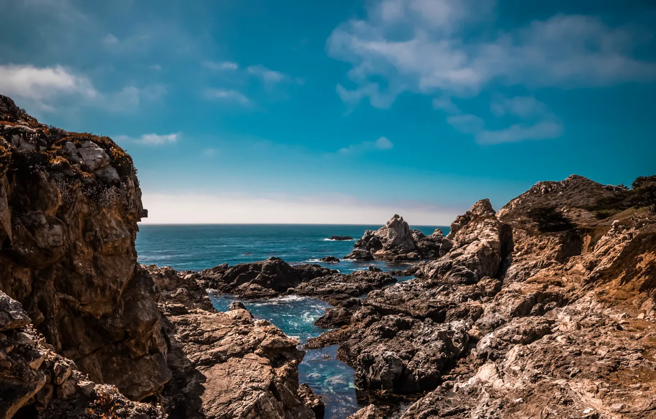 Photo wallpaper water, stones, shore