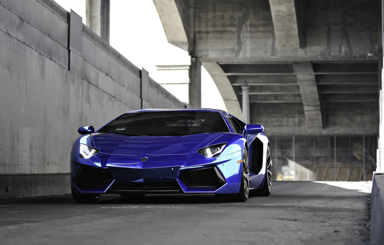 Photo wallpaper blue, lamborghini, blue, aventador, lp700-4, Lamborghini, aventador, running lights
