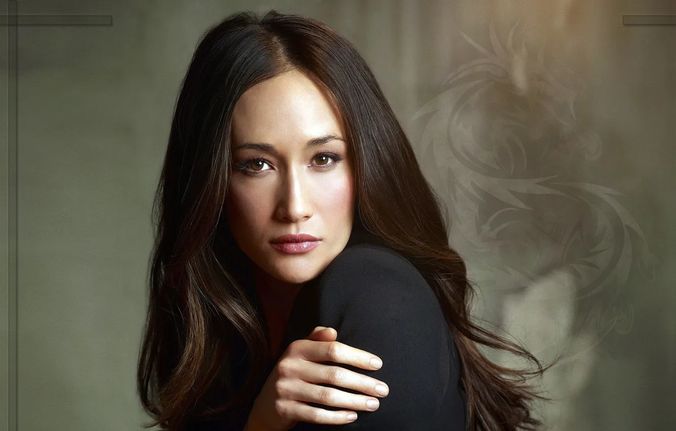 Photo wallpaper face, Asian, beauty, Maggie Q, Maggie Q