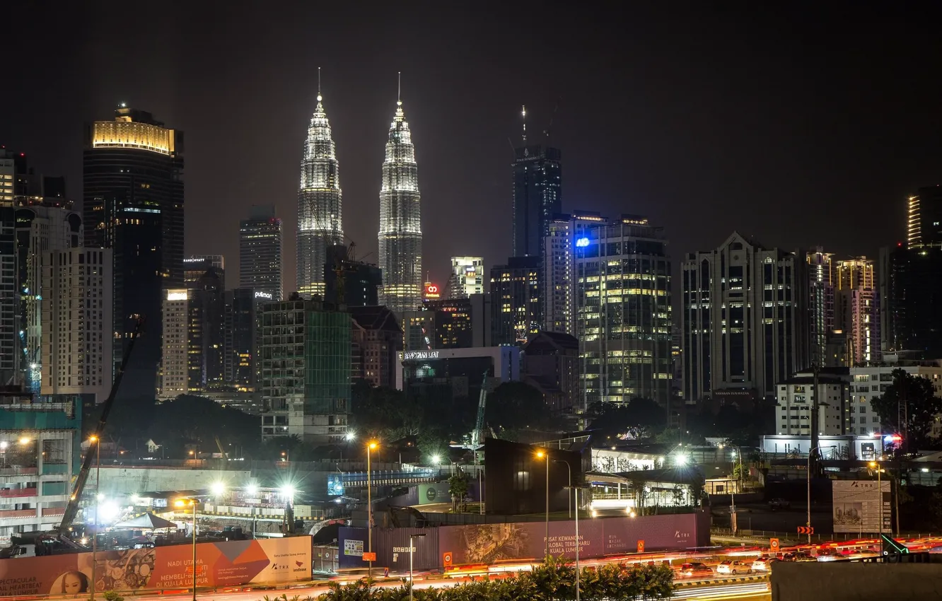 Photo wallpaper night, the city, beauty, Malaysia, Kuala Lumpur