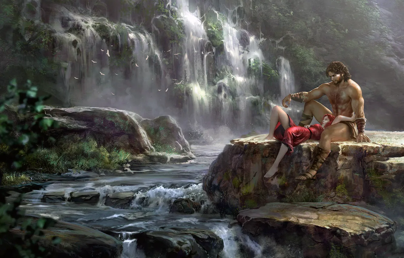 Photo wallpaper stay, waterfall, rest, Leonardo Borazio