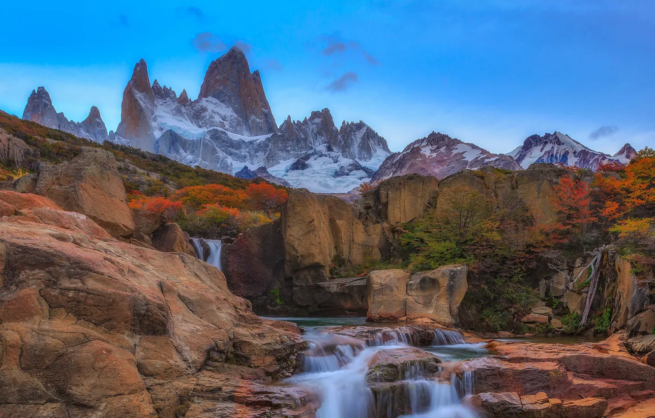 Photo wallpaper autumn, mountains, river, rocks, Argentina, Santa Cruz