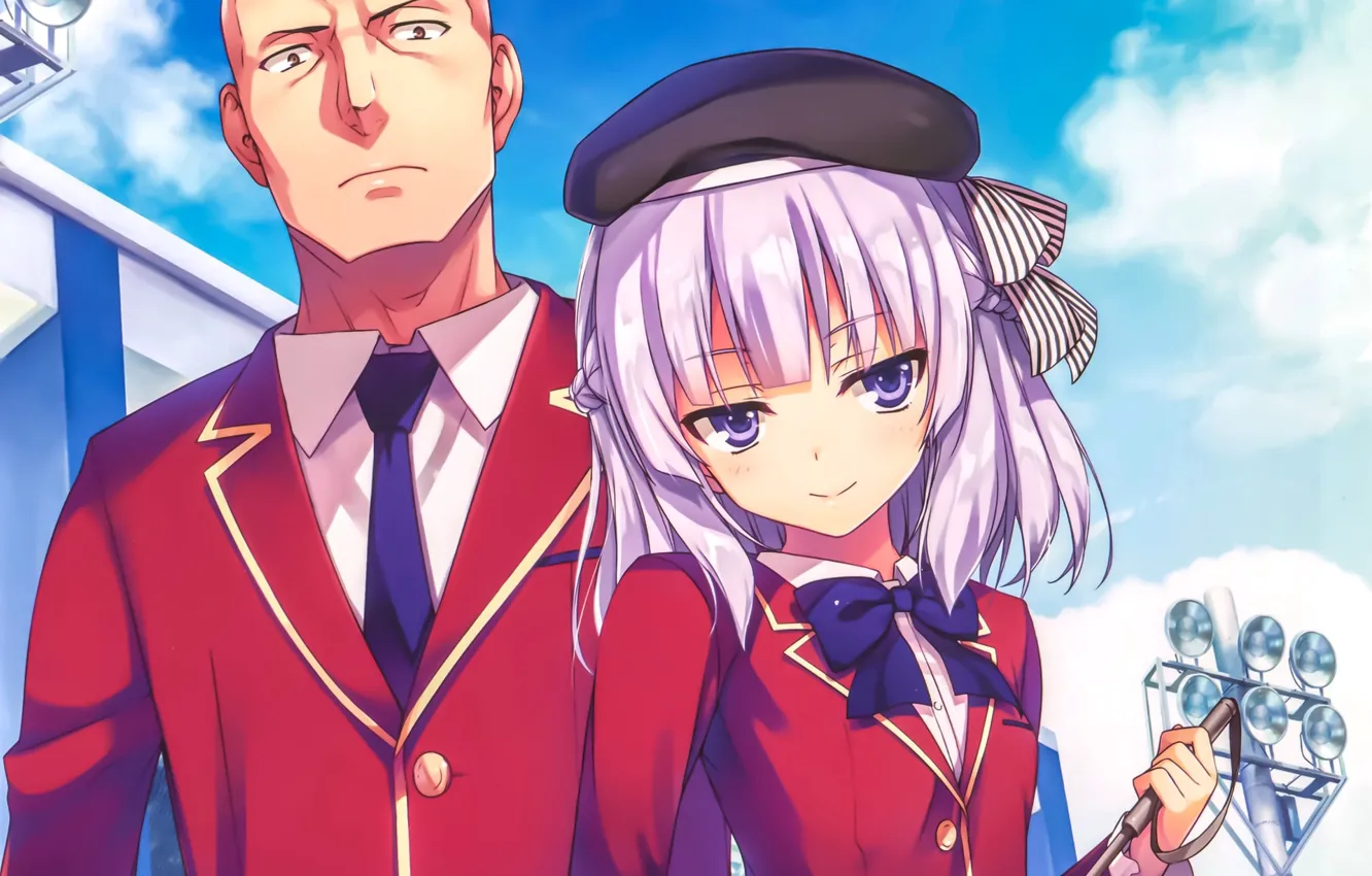 Photo wallpaper two, school uniform, Youkoso Jitsuryoku Shijou Shugi no Kyoushitsu e, Welcome To The Class Of …