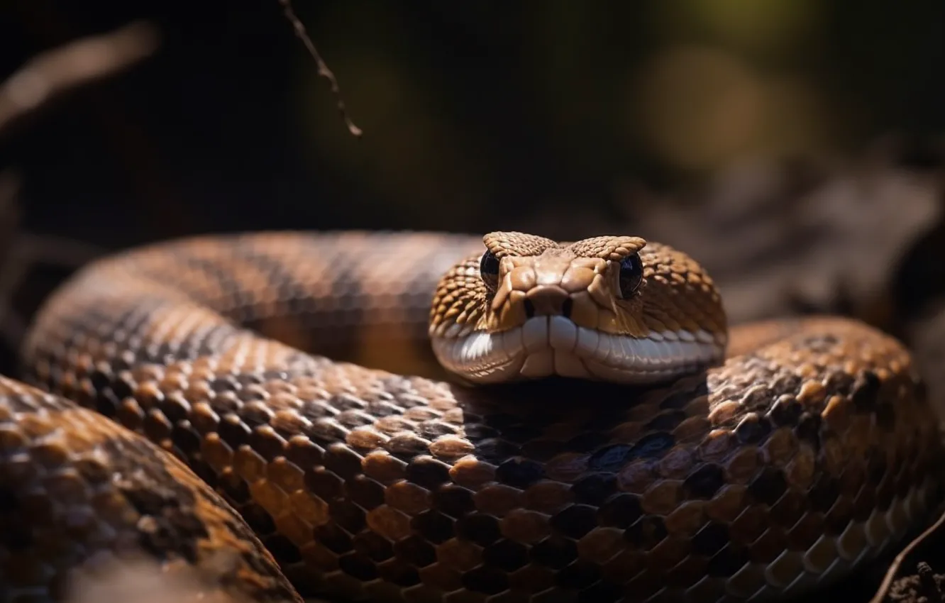 Photo wallpaper eyes, look, face, animal, danger, snake, front, reptile