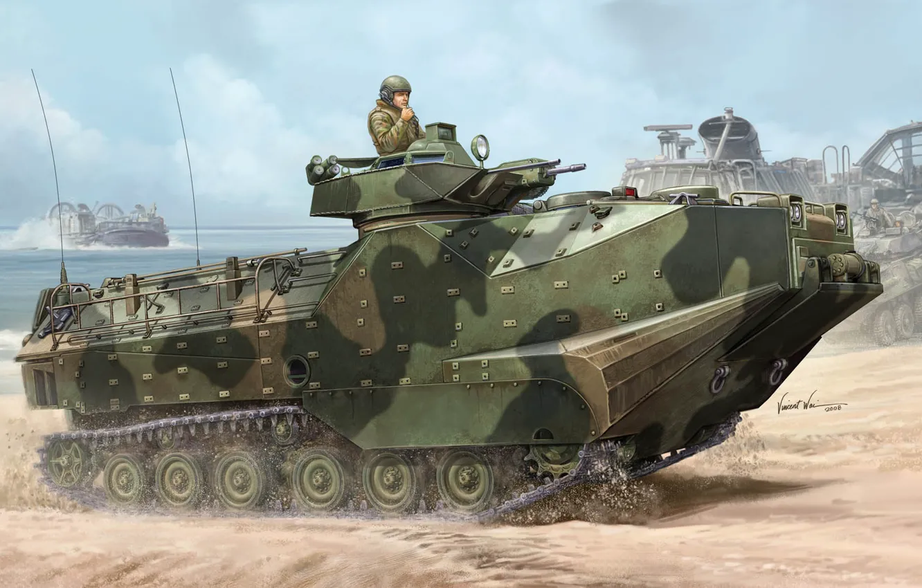 Photo wallpaper USA, Vincent Wai, amphibian, US NAVY, AAV-7, Amphibious Assault Vehicle, AAVP-7A1 RAM/RS