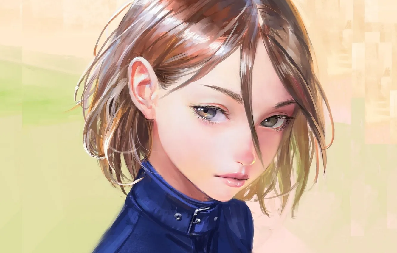 Photo wallpaper look, face, portrait, girl, ears, shoulders, art, Nababa