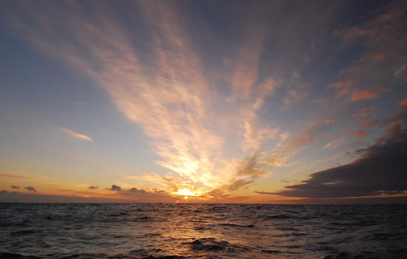 Photo wallpaper sea, the sky, dawn