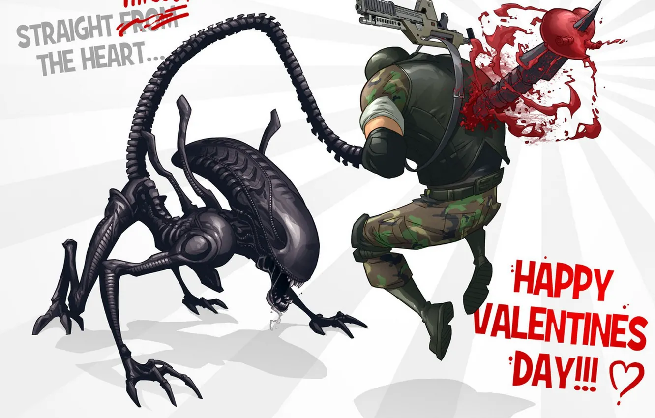 Photo wallpaper art, Patrick Brown, Aliens Colonial Marines, fan, Happy Valentines Day!