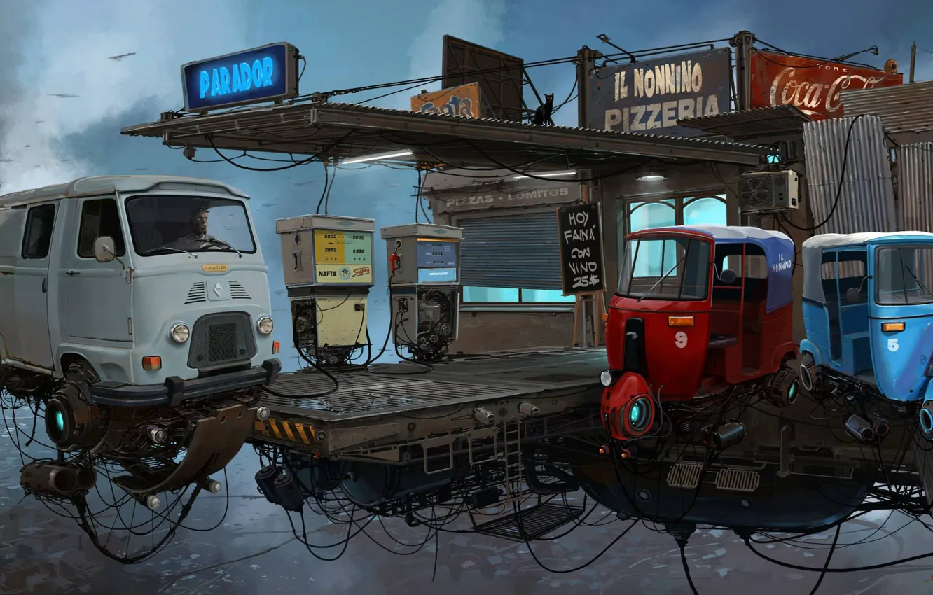 Photo wallpaper machine, auto, the sky, fiction, the world, figure, world, dressing