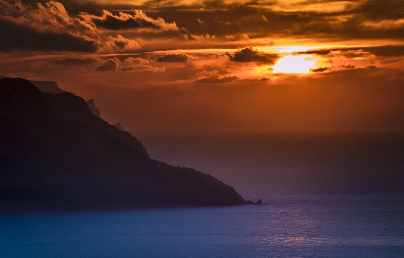 Photo wallpaper sunset, nature, rocks, coast, Mallorca