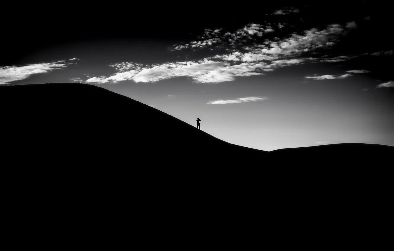 Photo wallpaper the sky, mountains, people