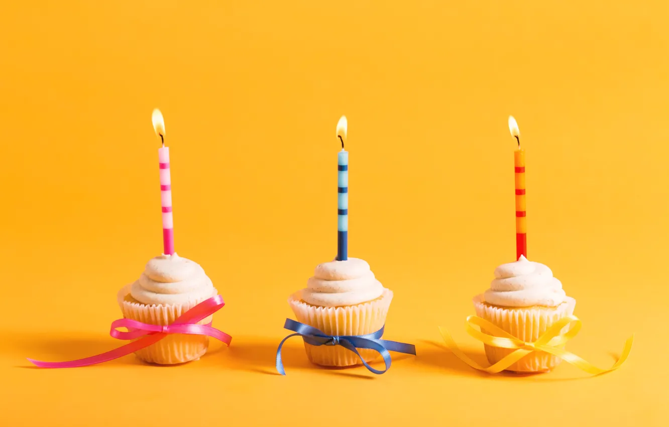 Photo wallpaper candles, colorful, cake, Happy Birthday, cupcake, cupcake, celebration, decoration