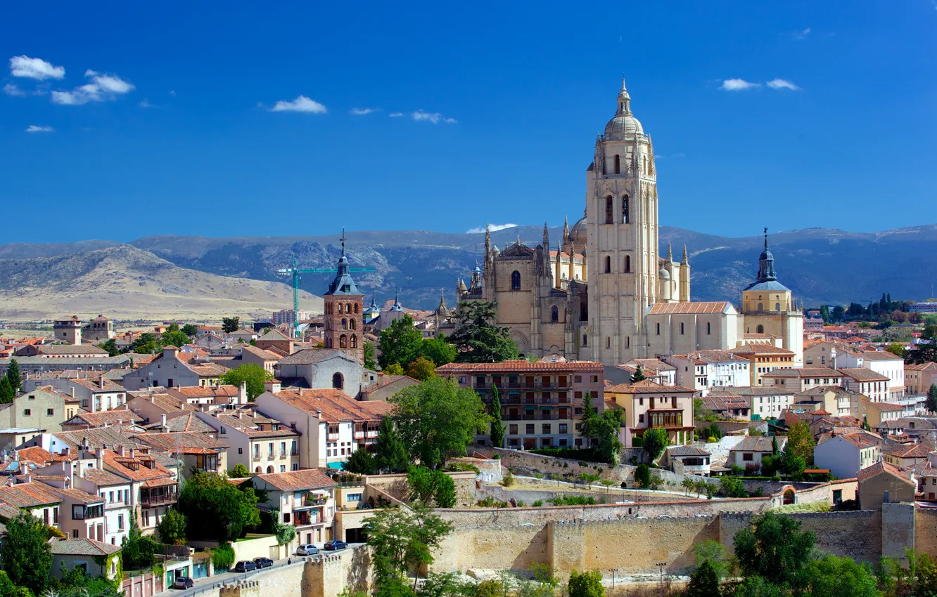Photo wallpaper photo, Home, The city, Cathedral, Temple, Spain, The monastery, Segovia Cathedral