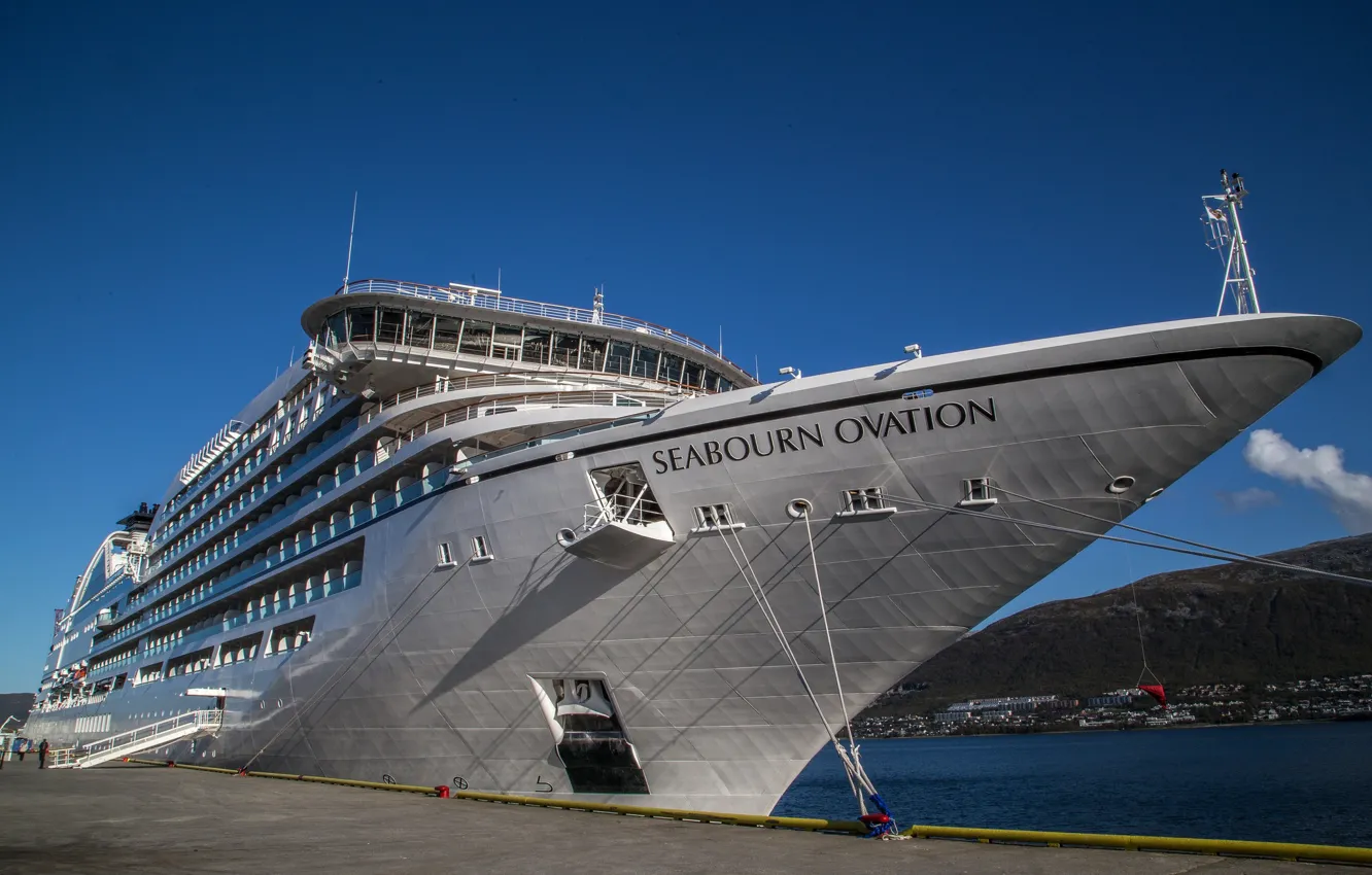 Photo wallpaper the sky, ship, pier, blue sky