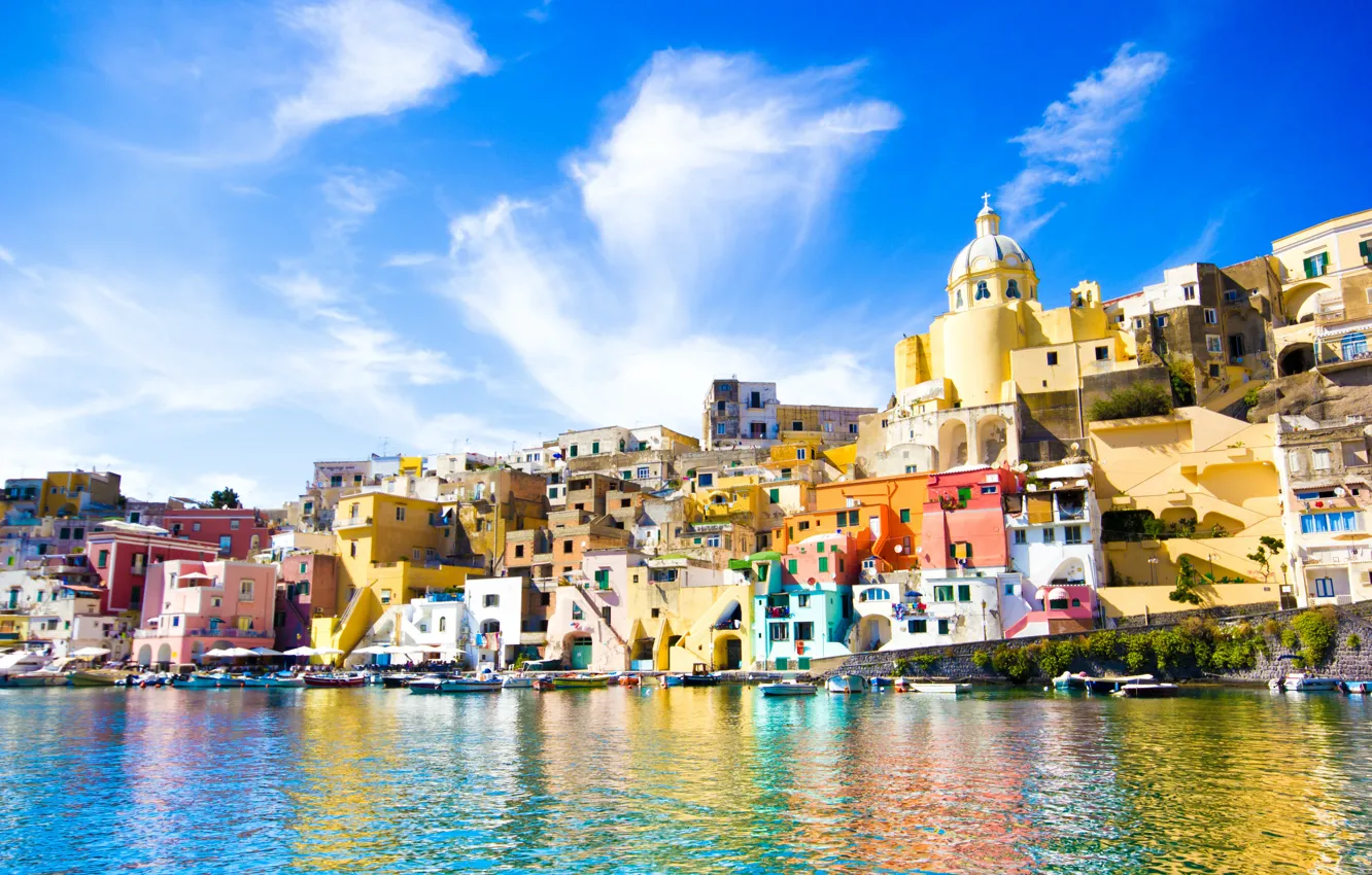 Photo wallpaper sea, home, Italy, Procida, Procida
