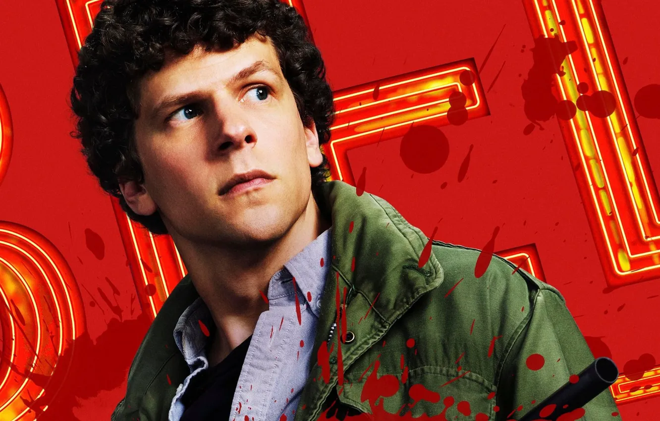Photo wallpaper look, pose, weapons, portrait, poster, Jesse Eisenberg, Jesse Eisenberg, Columbus