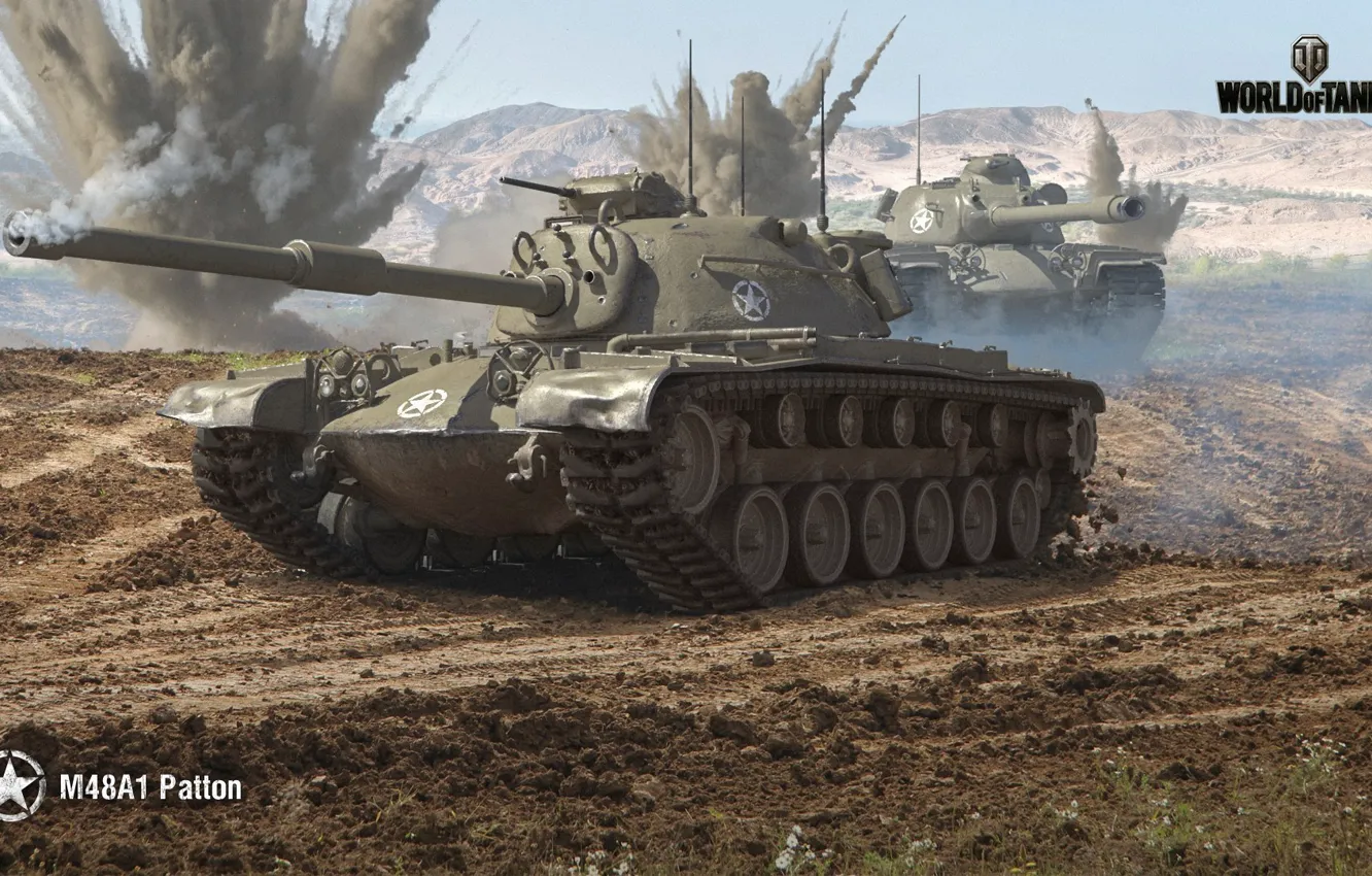 Photo wallpaper WoT, World of Tanks, World Of Tanks, Wargaming, M48A1 Patton, American tank