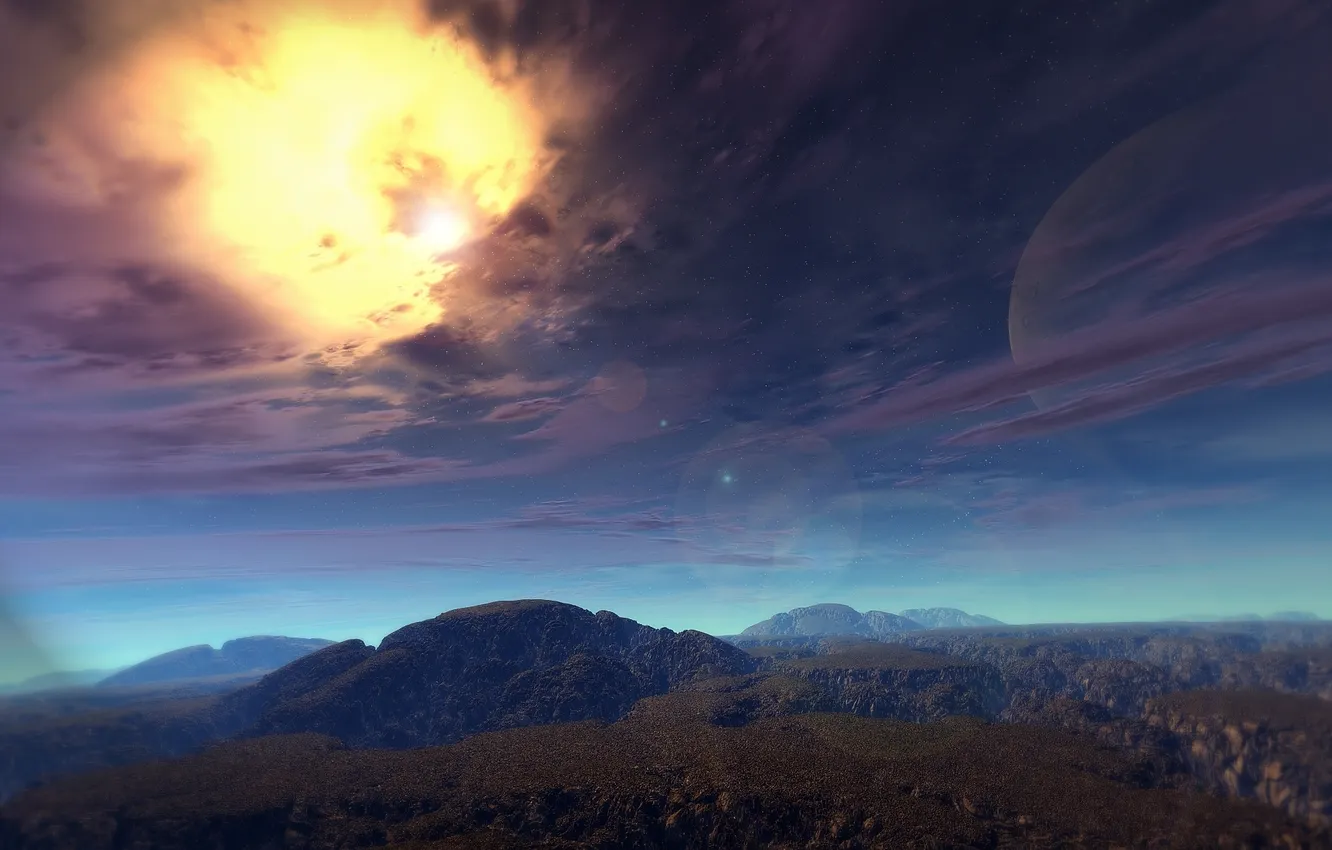 Photo wallpaper the sky, landscape, mountains