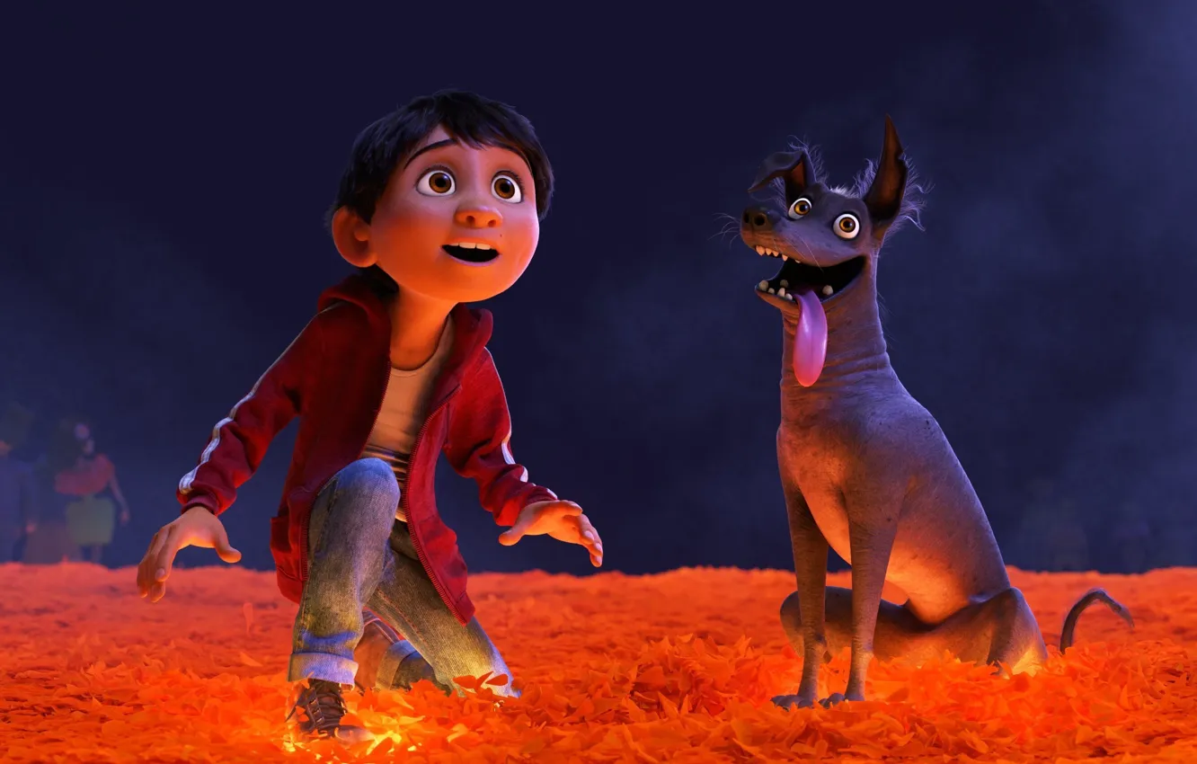 Photo wallpaper USA, Mexico, dog, boy, Coco, animated film, animated movie, Dreamer