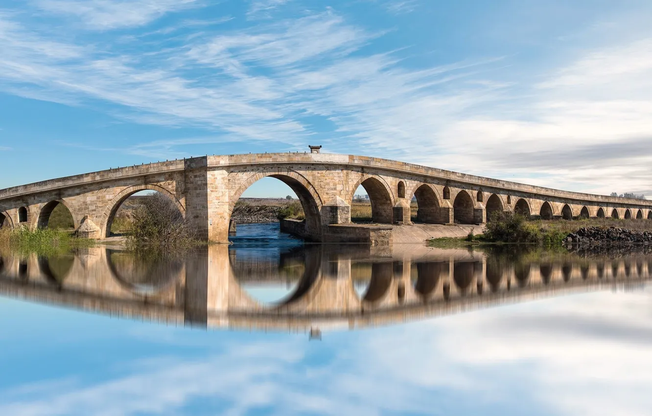Photo wallpaper Turkey, edirne, uzunkopru bridge
