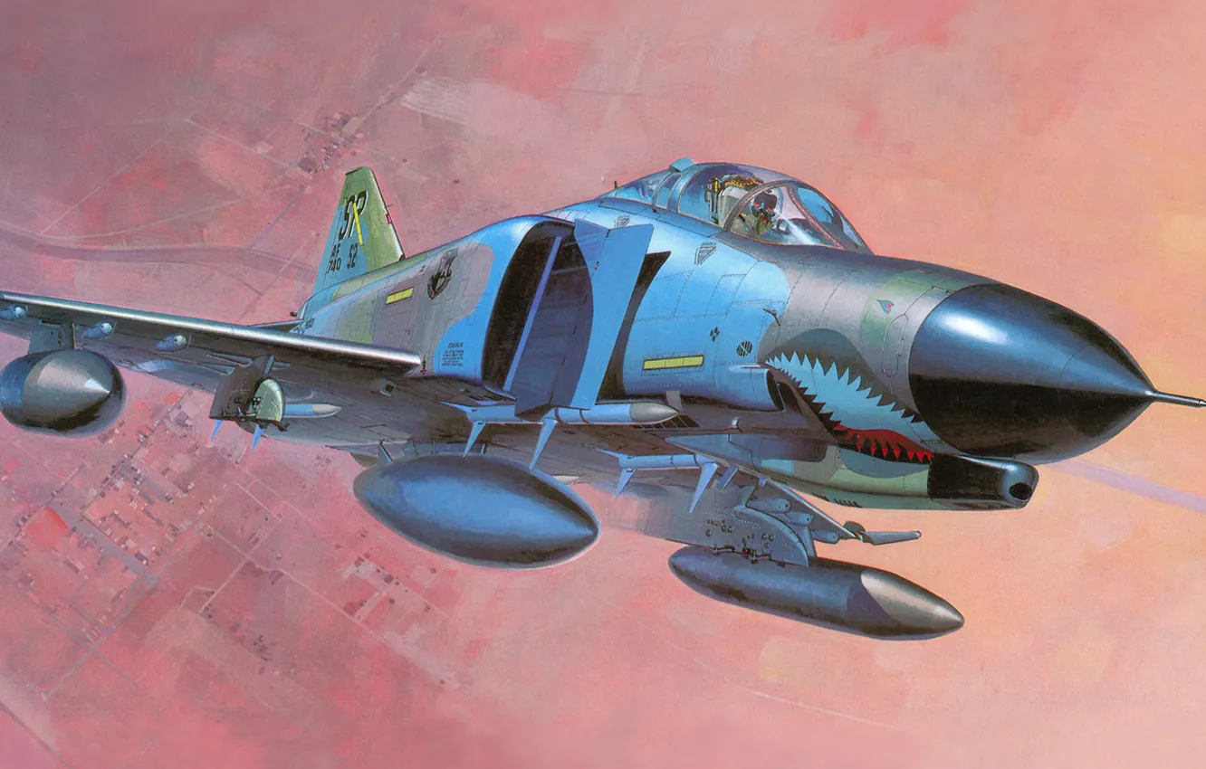 Photo wallpaper figure, fighter, art, the plane, phantom, F-4E