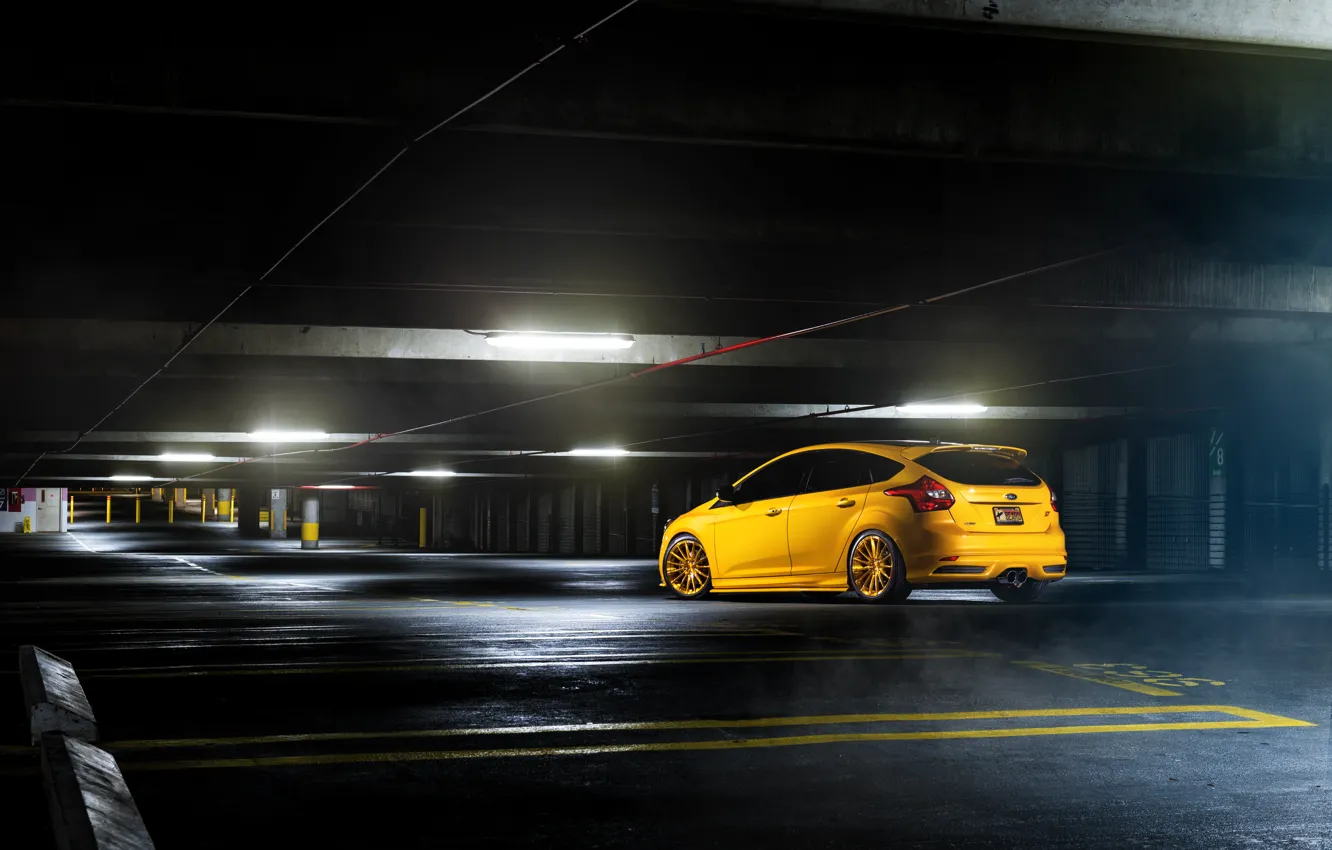 Photo wallpaper Ford, focus, Parking, Focus, Ford, yellow