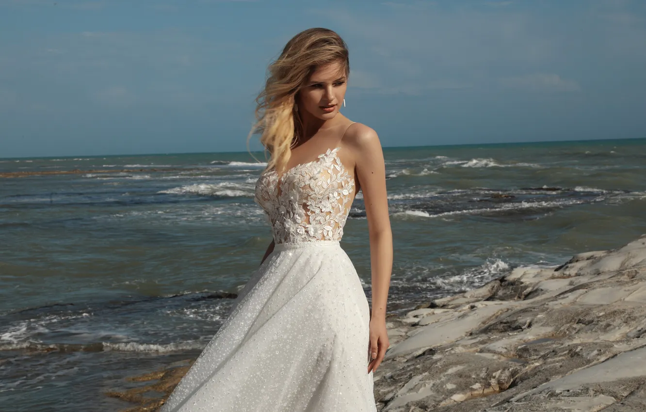 Photo wallpaper girl, dress, beautiful, model, sweet, wedding, long-haired