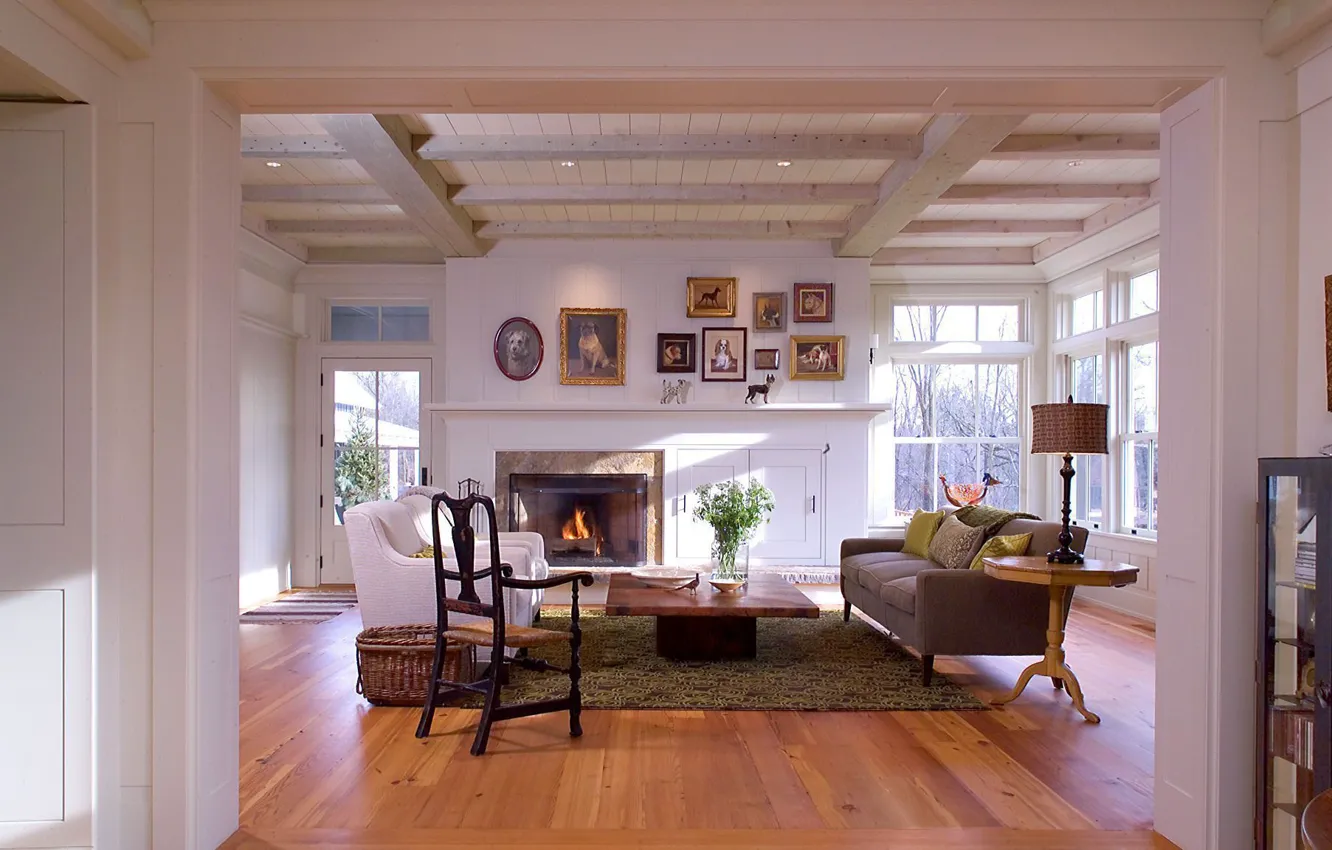 Photo wallpaper comfort, room, interior, fireplace, living room