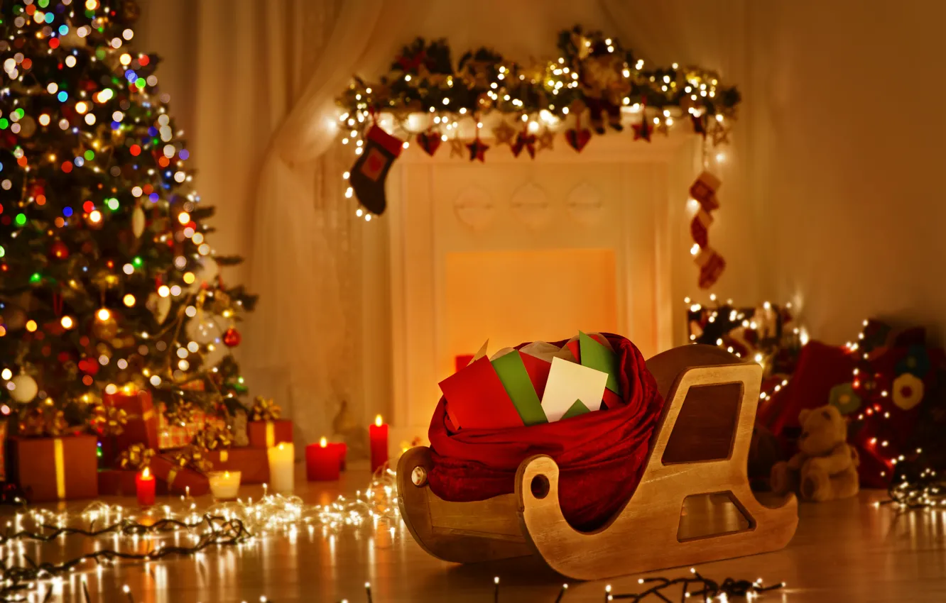 Photo wallpaper new year, Christmas, Christmas, merry christmas, Christmas tree